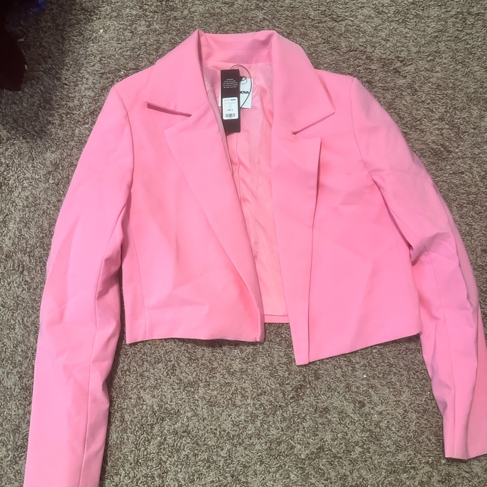 Candy pink cropped blazer jacket